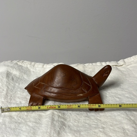 VINTAGE HAND CARVED WOODEN TURTLE TORTOISE FROM KENYA - Picture 7 of 8